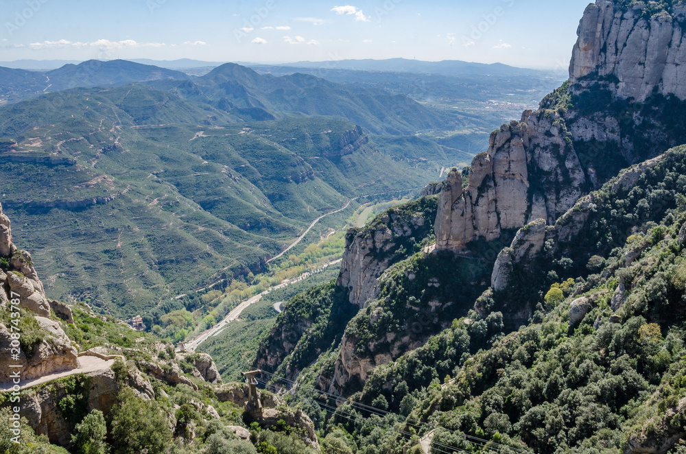 A view looking down from the Montserrat mountian in Spain.