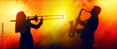 Photography Jazz band performs at the club