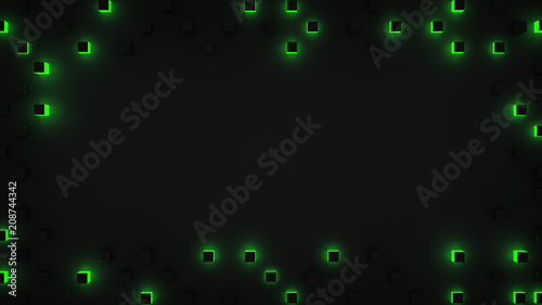 Frame of green cubes abstra...