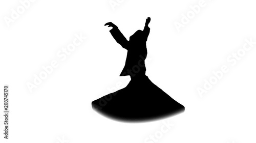 Sufi Turning  Silhouette. Alpha Channel Included. photo