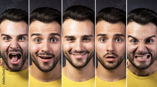Valokuva Man with different facial expressions