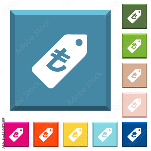 Turkish Lira price label white icons on edged square buttons