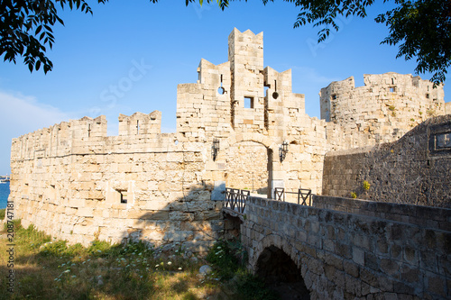 The historic fortification of Rhodes Town, Gate Eleftherias, Rhodes Island, Mediterranean Sea, Greece photo