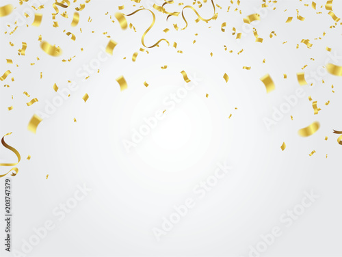 Gold confetti celebration. photo