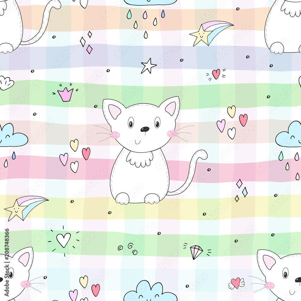 Cute cats colorful seamless pattern background Cute cats colorful seamless pattern background
