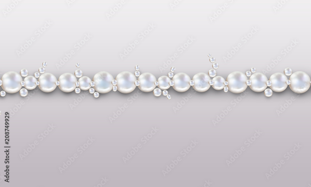 Wedding pearl background line of pearls on grey and white background Wedding pearl background line of pearls on grey and white background