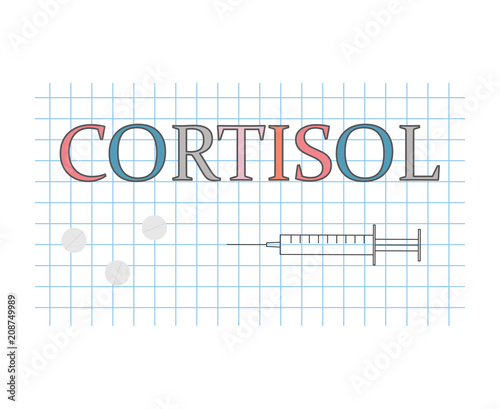 cortisol word on checkered paper sheet- vector illustration