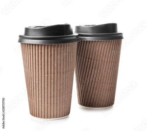 Wallpaper Mural Takeaway cups for drinks on white background. Food delivery service Torontodigital.ca