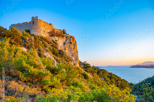 Medieval Kritinia's Castle on Rhodes Island, Mediterranean Sea, Greece