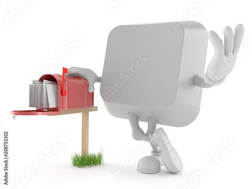 Computer key character with mailbox
