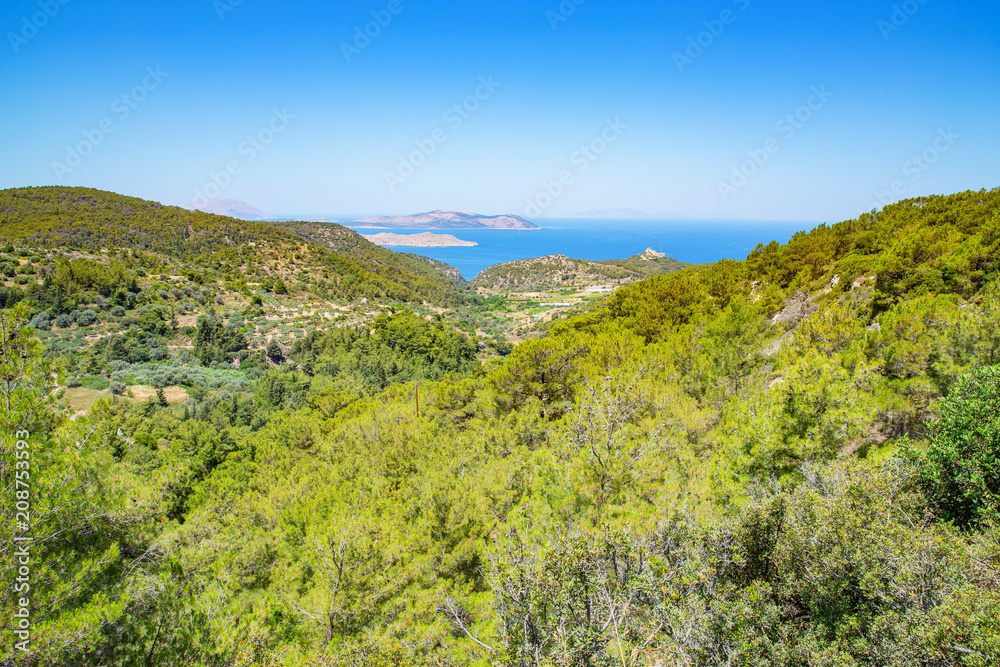 Scenic countryside on Rhodes Island, Mediterranean Sea, Greece