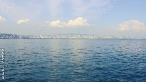City view from the ferry, beautiful sea