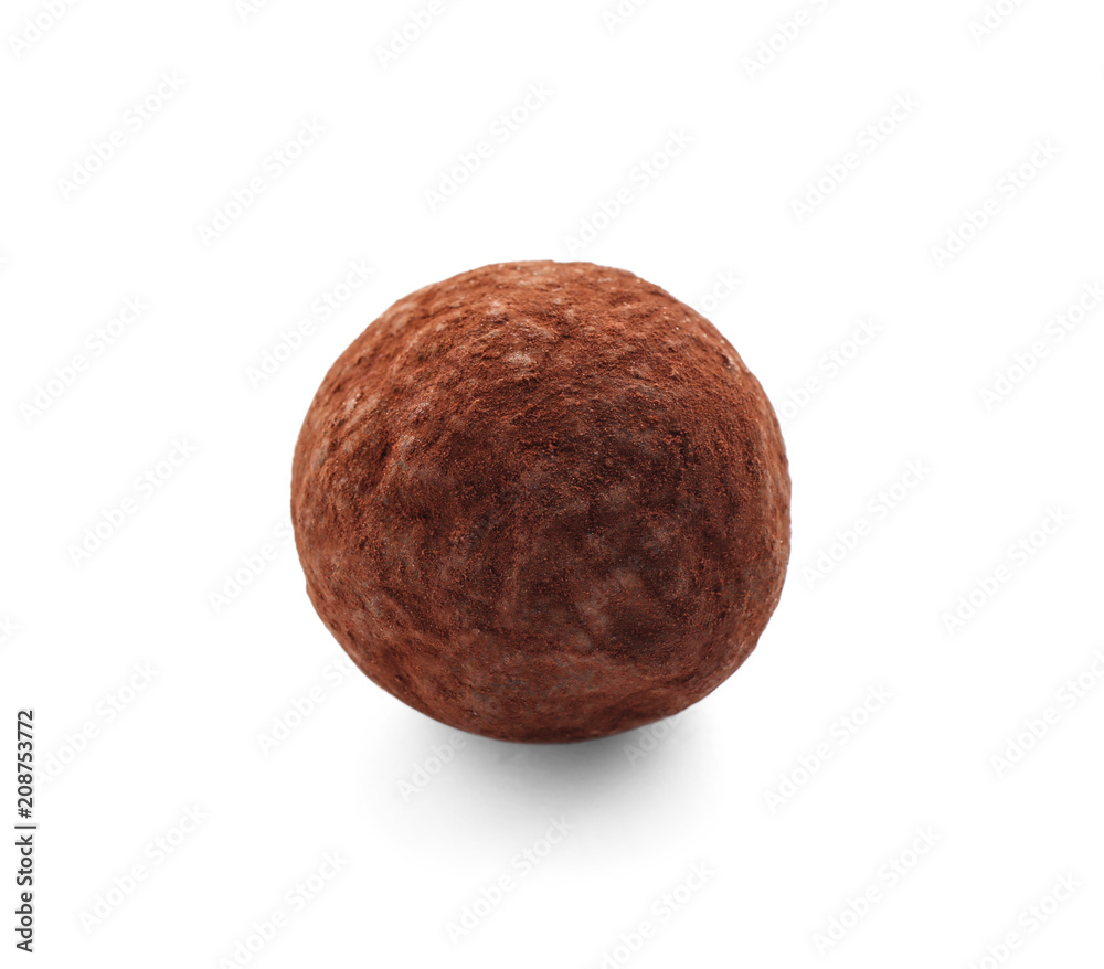 Tasty chocolate truffle on white background Tasty chocolate truffle on white background