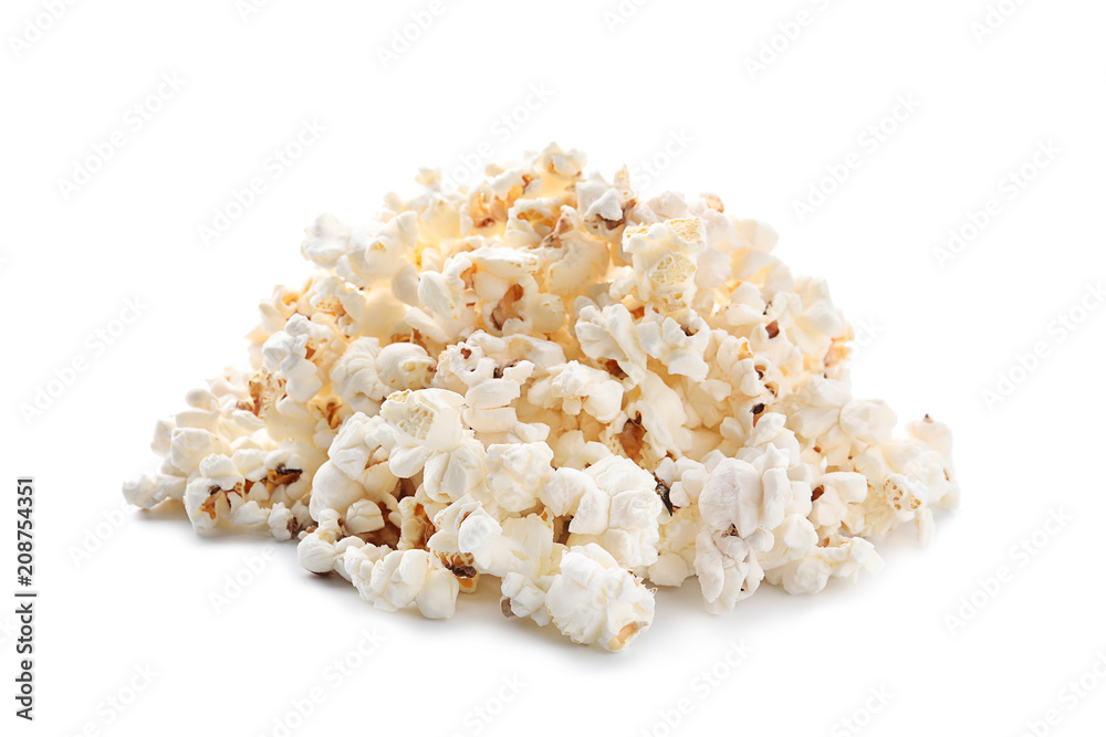 Pile of delicious popcorn on white background Pile of delicious popcorn on white background