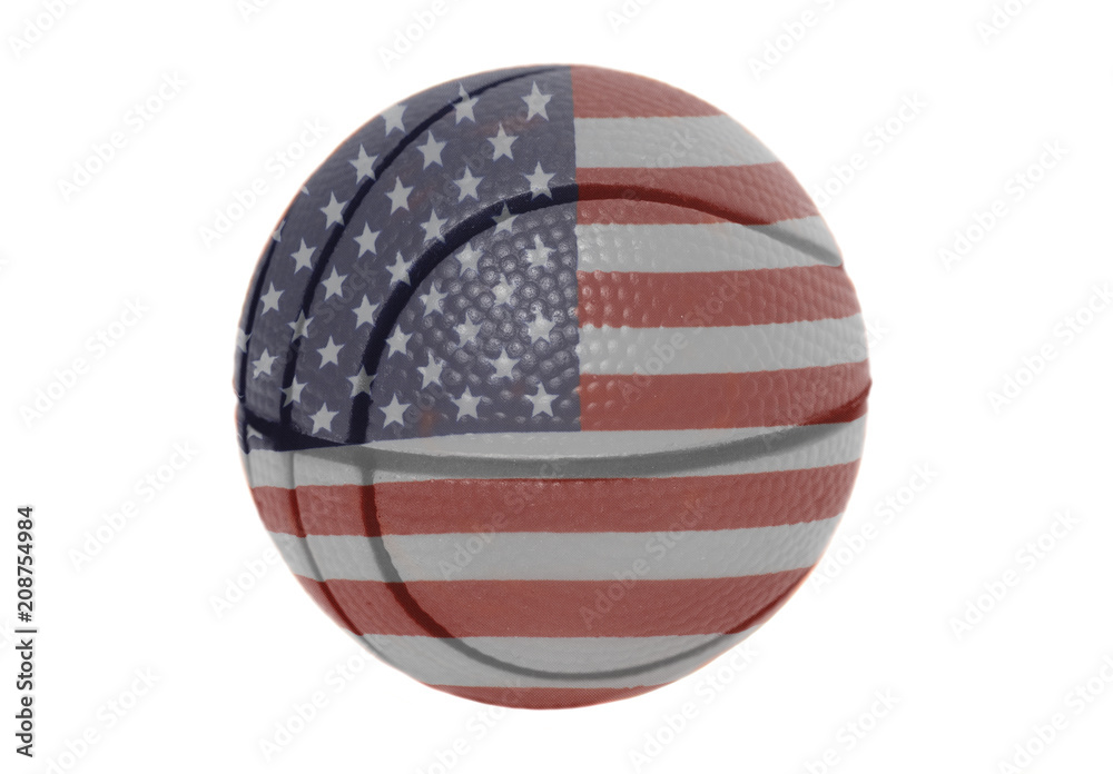 USA flag on basketball ball