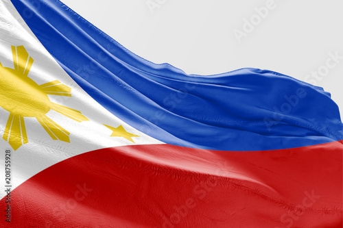 Isolated Philippine Flag waving 3d Realistic fabric