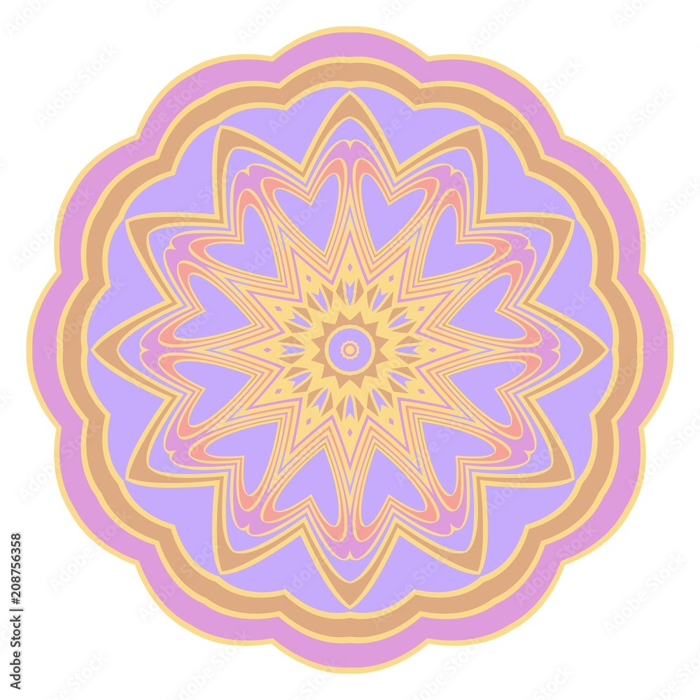 Sacred geometry floral oriental mandala. color floral ornament. Abstract shapes in Asian style. Vector Illustration.