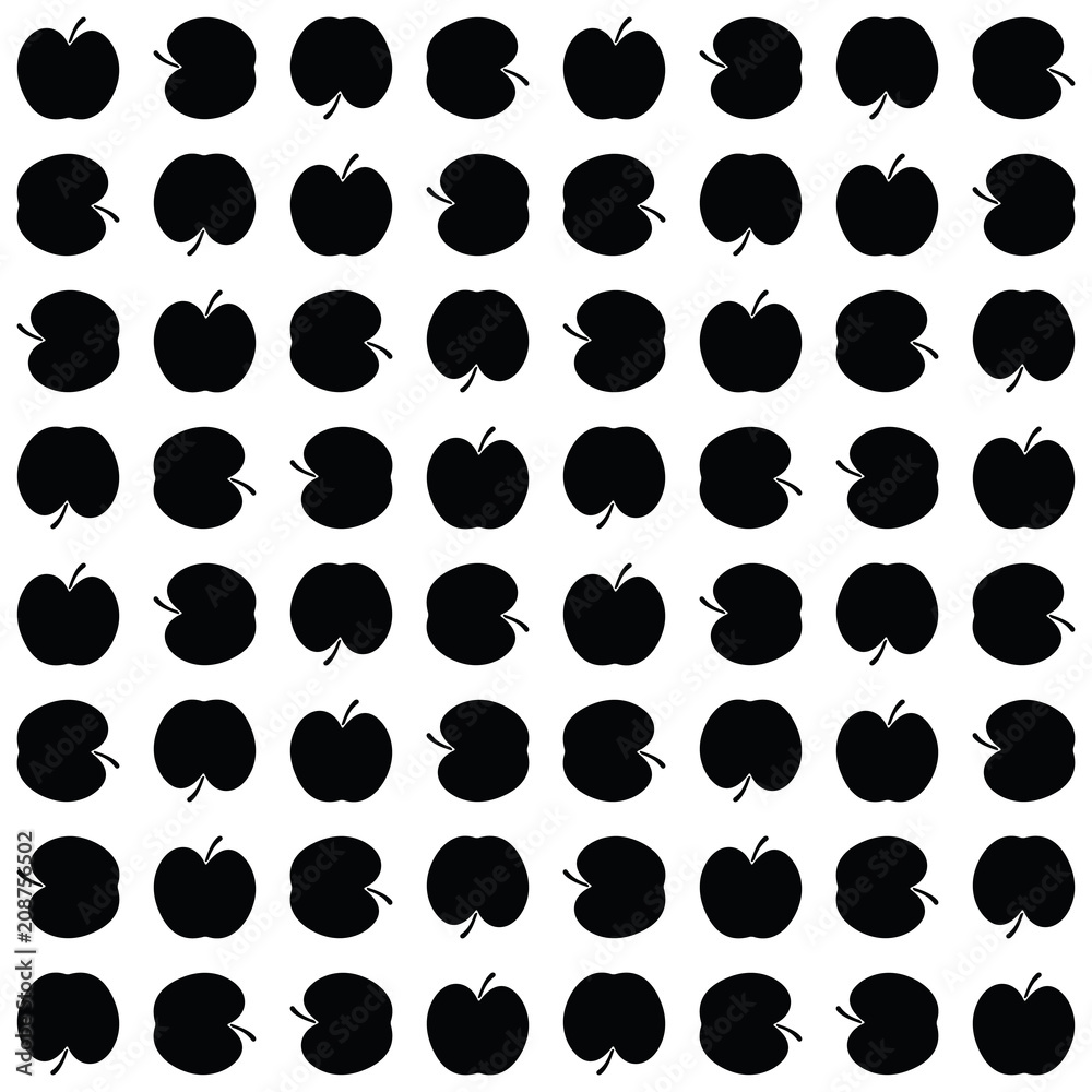 Apple big black seamless texture on white background