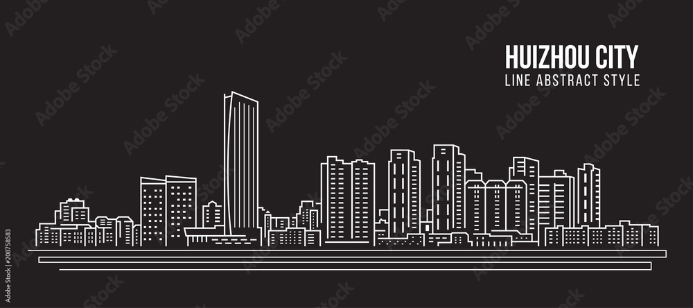 Cityscape Building Line art Vector Illustration design - huizhou city
