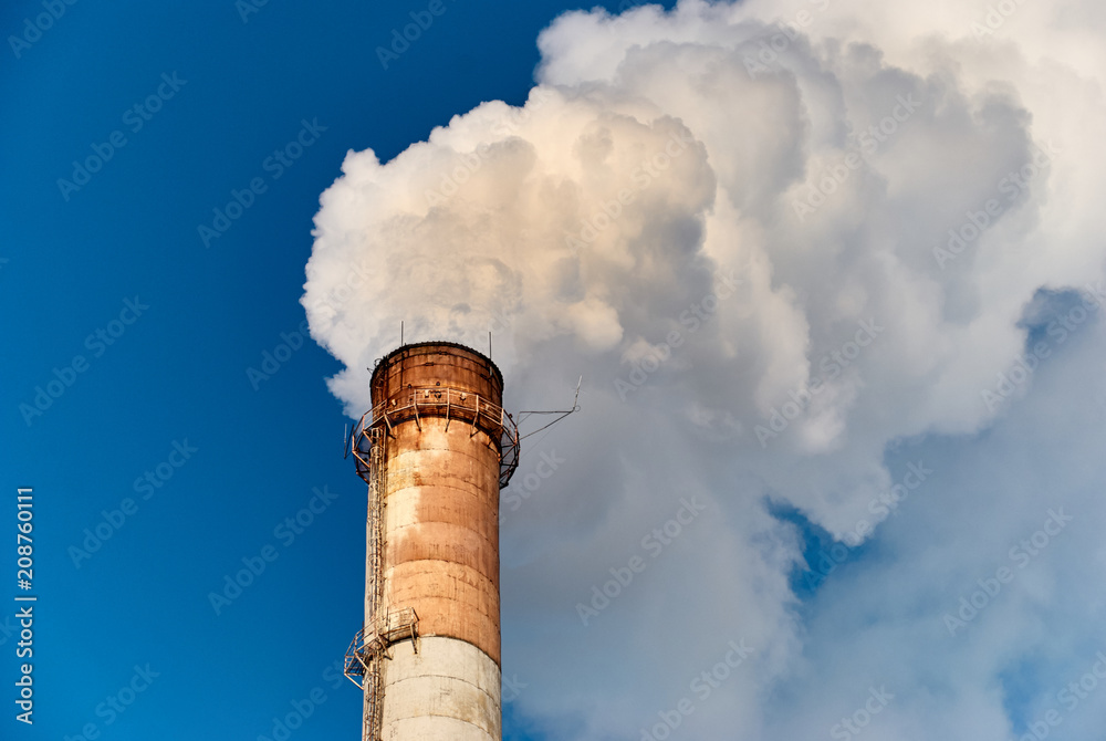 Thick smoke from industrial pipe of factory Thick smoke from industrial pipe of factory