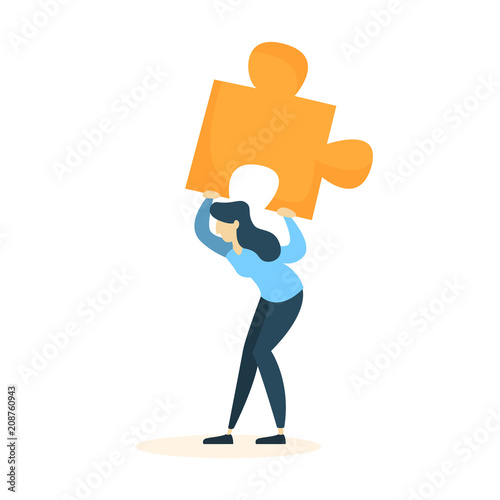 Woman with puzzle.