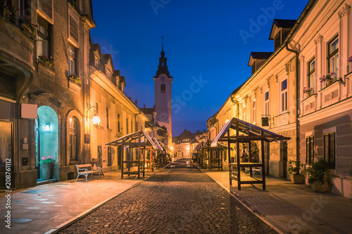 Night view on the old town in Kamnik, Slovenia photo