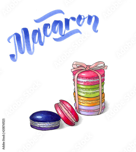 Иллюстрация маркерами Макароны. Illustration Macarons