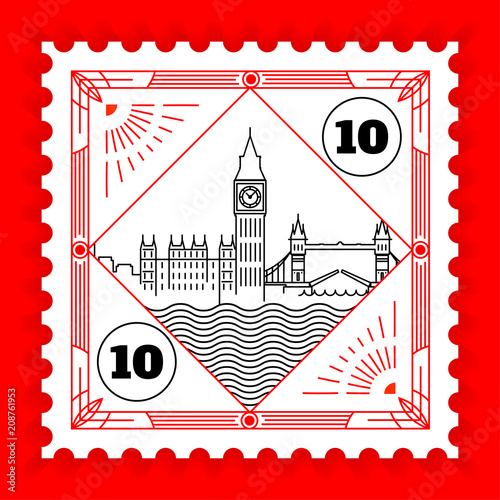 London City Line Style Postage Stamp Design