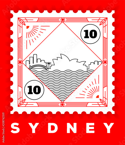 Sydney City Line Style Postage Stamp Design