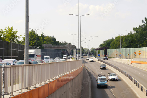 City streets protected against noise pollution by acoustic panels