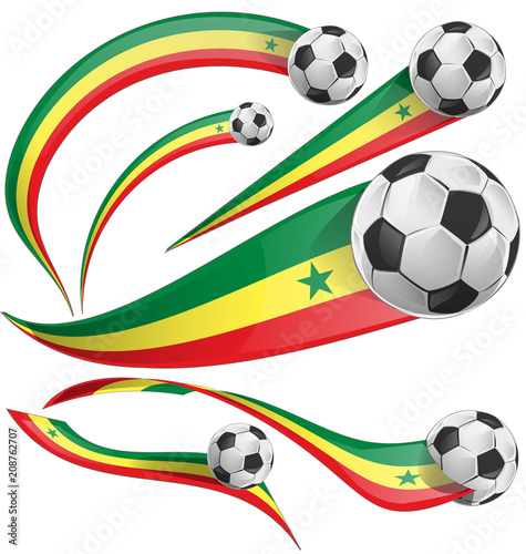 senegal flag set with soccer ball