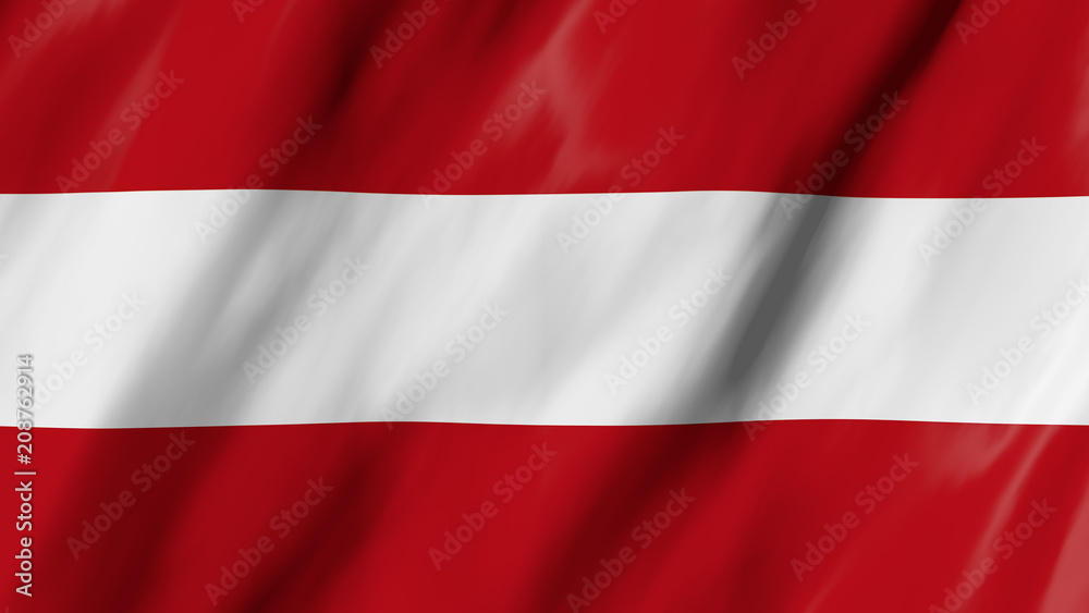 The Austrian flag in 3d, waving in the wind, on close The Austrian flag in 3d, waving in the wind, on close
