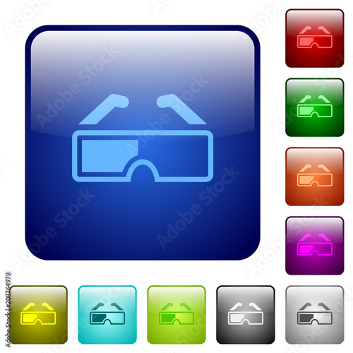 Retro 3d glasses color square buttons