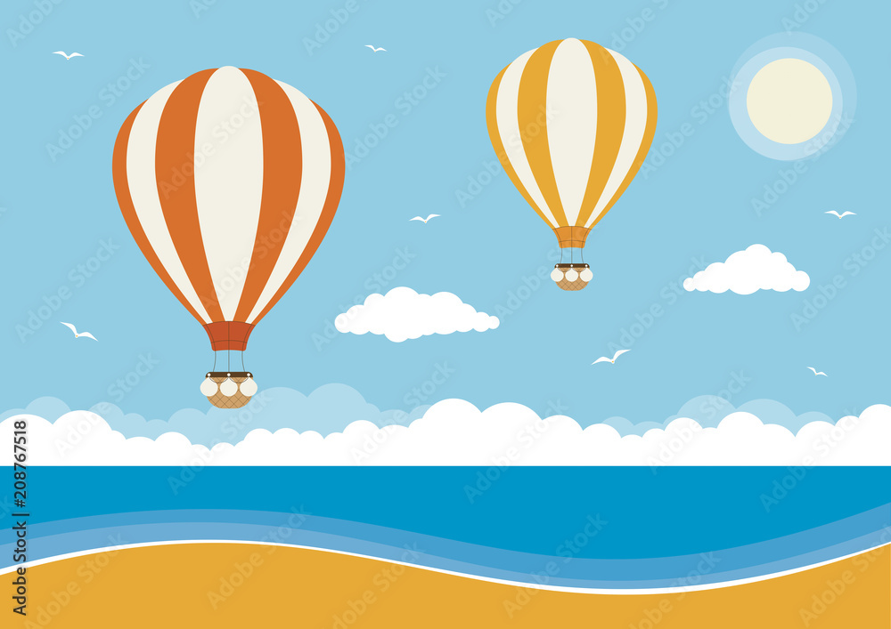 Obraz premium Kreskówka wektor balonów na ogrzane powietrze