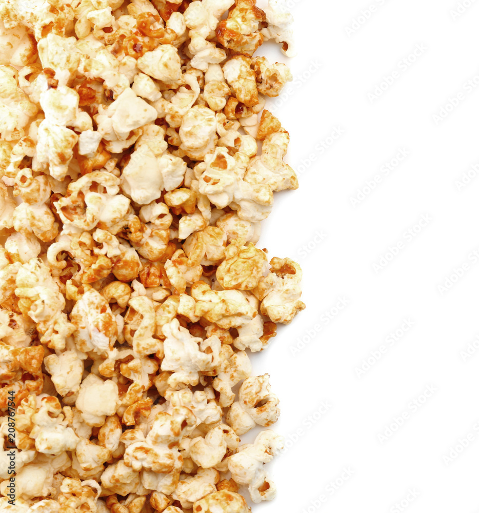 Tasty popcorn on white background