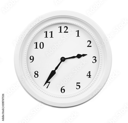 Modern clock on white background. Time management concept