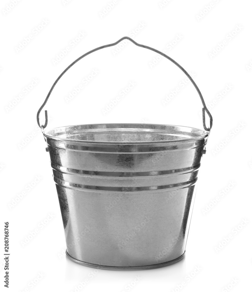 Metal bucket for gardening on white background Metal bucket for gardening on white background