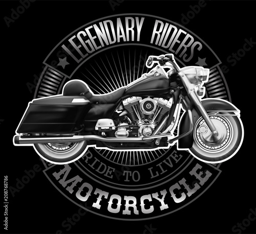 Vintage motorcycle T-shirt graphic. High detailed realistic illustration.