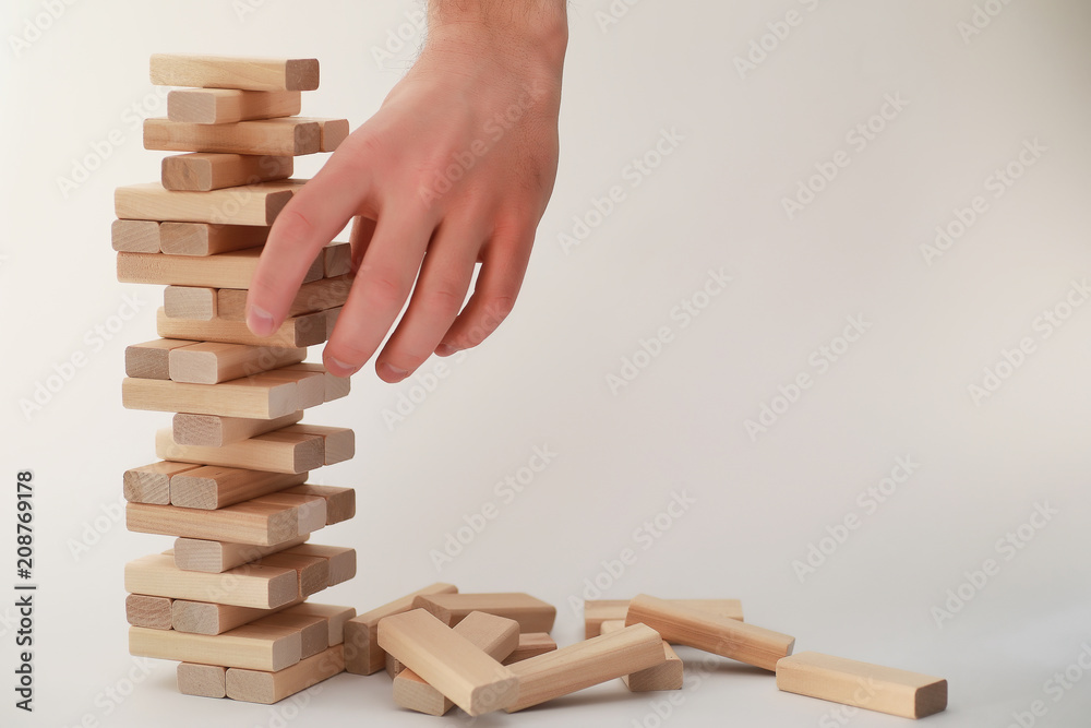 Board game jenga tower of wood sticks Board game jenga tower of wood sticks