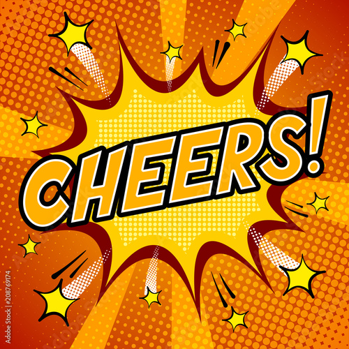Cheers word comic book pop art vector illustration