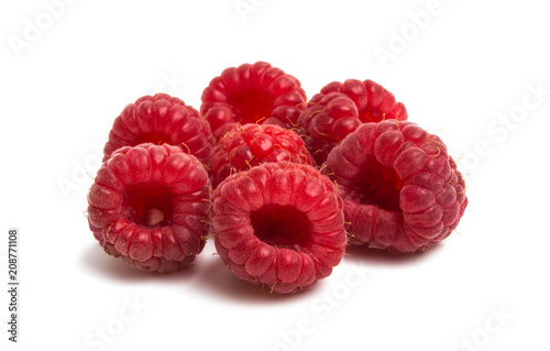 ripe raspberry close-up isolated
