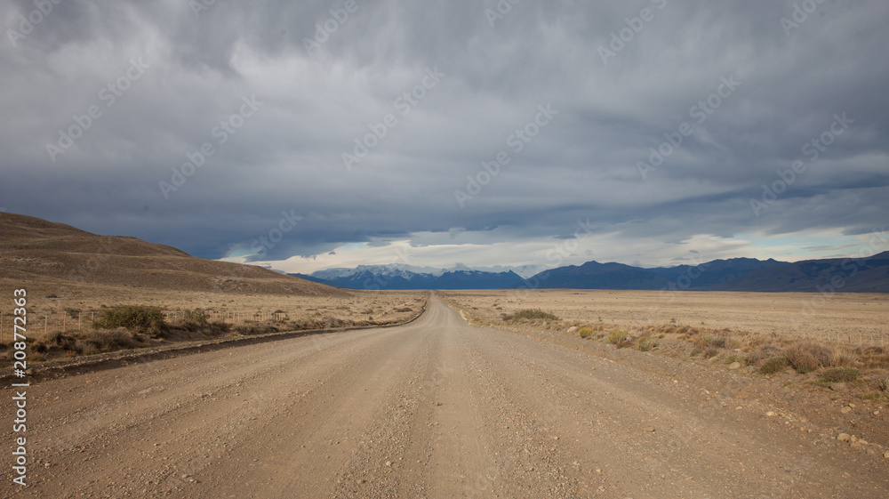 Long dirt road in Patagonia