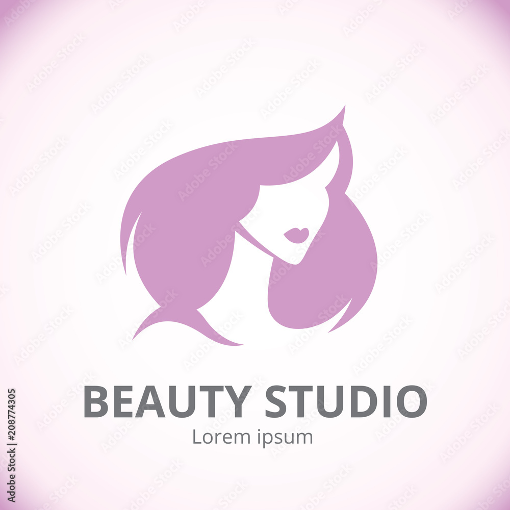 Logo for beauty studio stylized female portrait