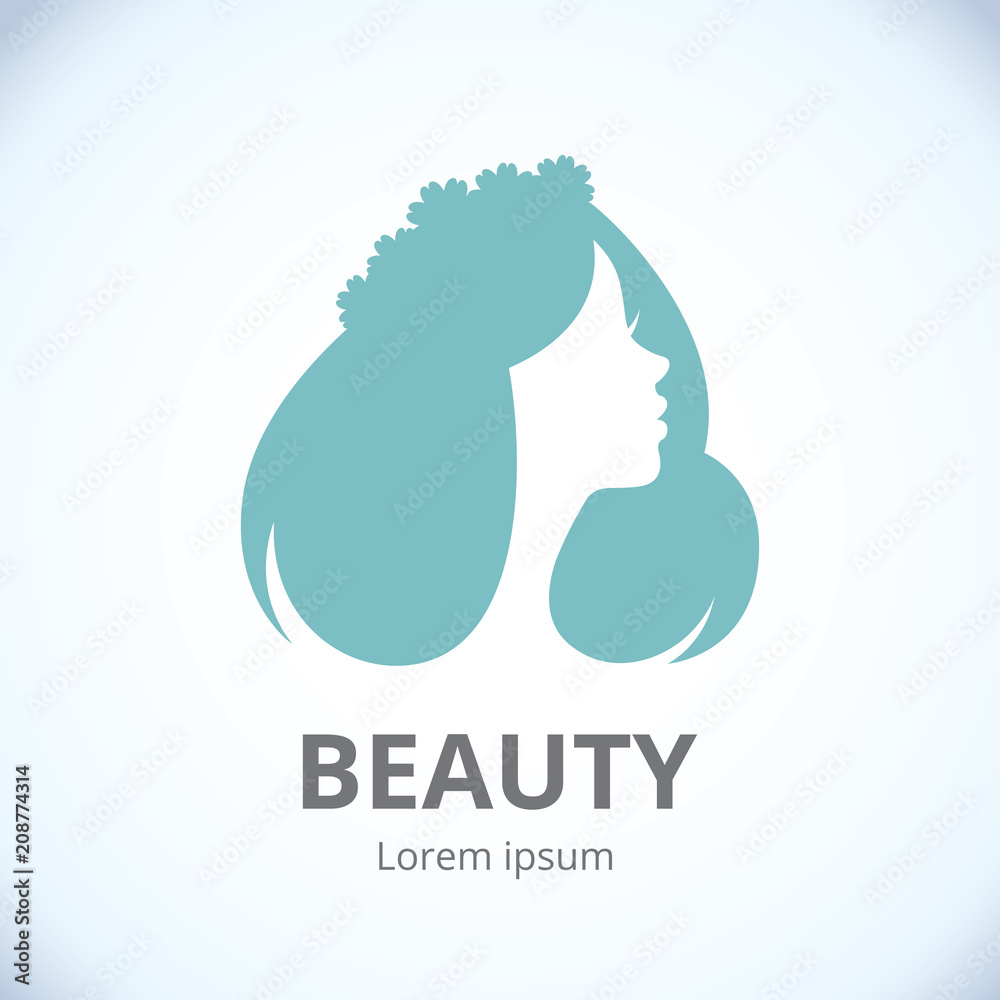 Obraz premium Stylized female portrait logo for beauty studio