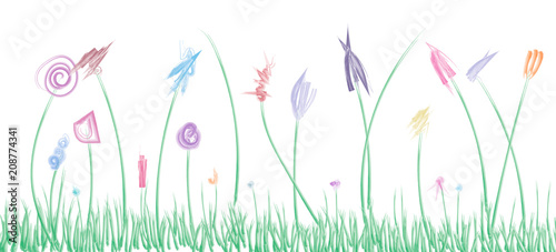 fiori, pennellate, stilizzati, pittura, 