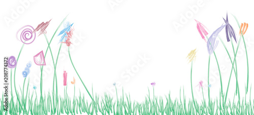 fiori, pennellate, stilizzati, pittura, 