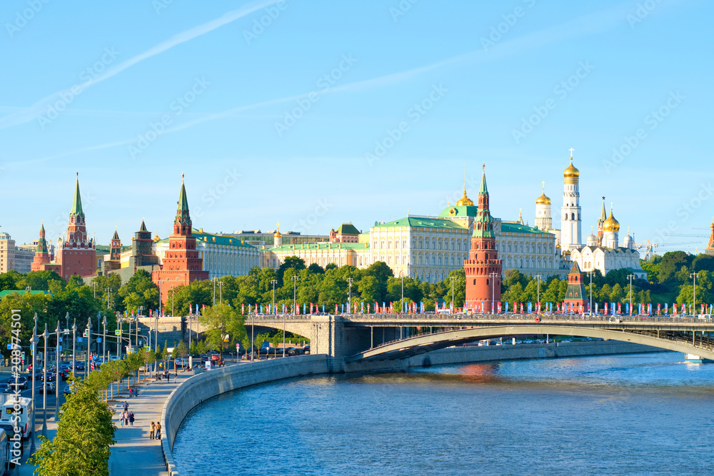 A view of the Moskva River and Moscow cityscape in Moscow, Russia. A view of the Moskva River and Moscow cityscape in Moscow, Russia.