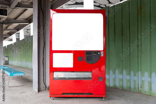 Realistic modern vending machine with steel body and electronic control panel