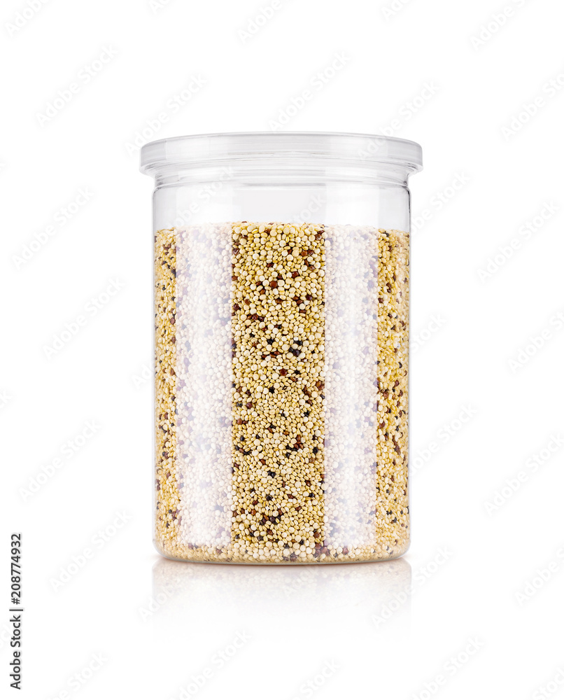 bottle of white quinoa seeds organic food bottle of white quinoa seeds organic food
