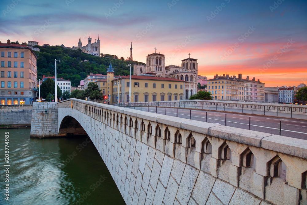 Lyon. Cityscape image of Lyon, France during sunset.
